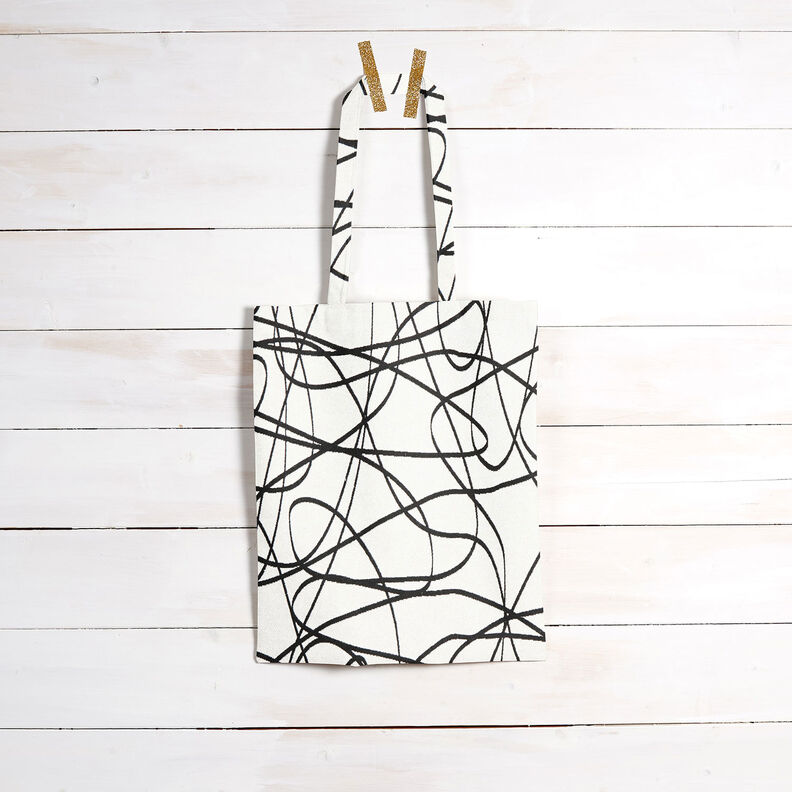 tessuto arredo Jacquard Linee astratte – avorio/nero,  image number 8