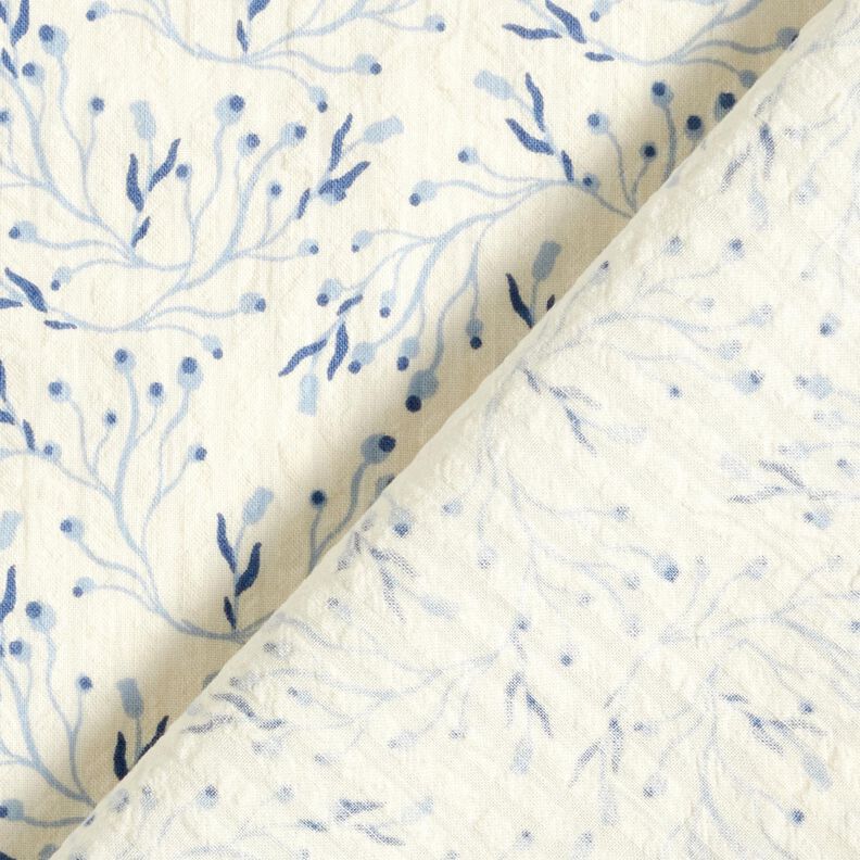 Seersucker delicati rami di bacche &ndash; bianco lana/blu jeans,  image number 4