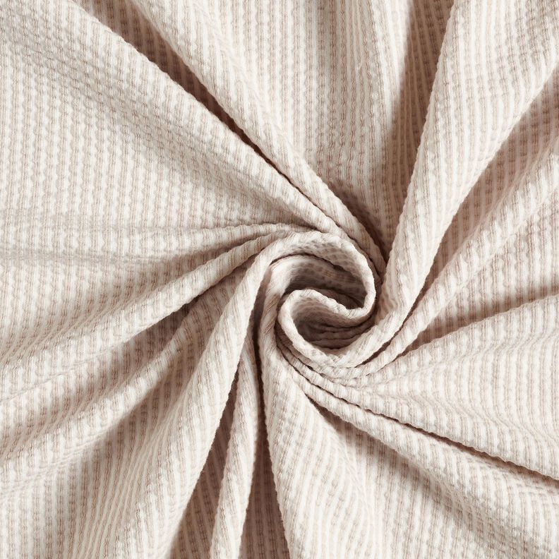 jersey di cotone seersucker Righe sottili – mandorla/bianco,  image number 3