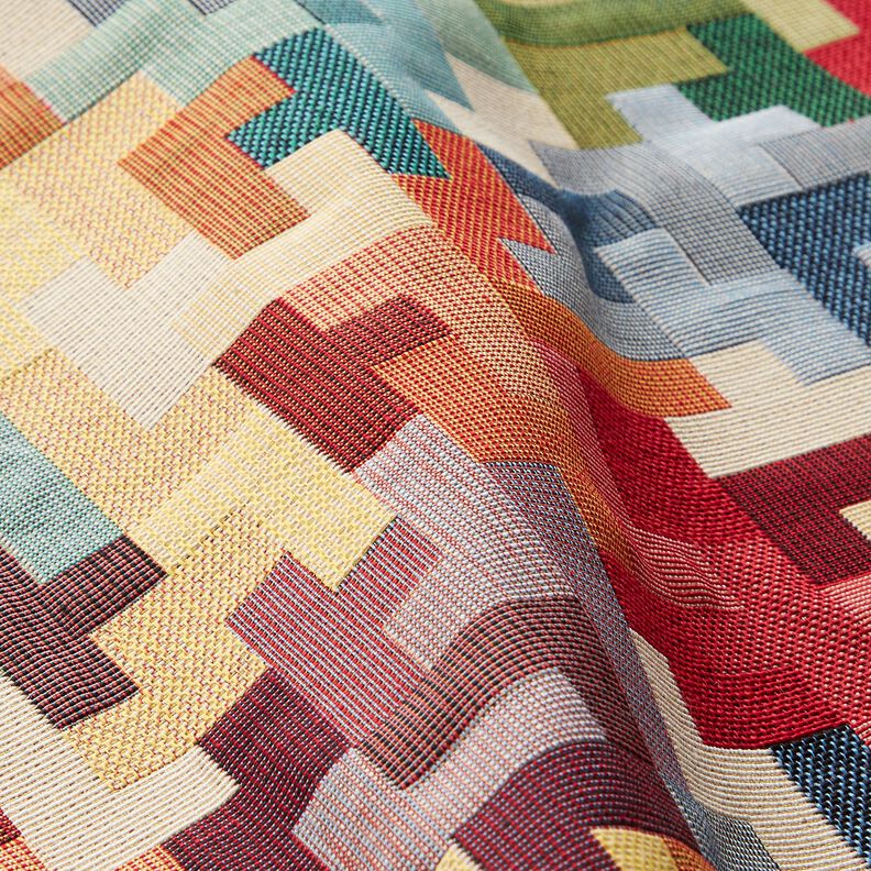 tessuto arredo gobelin Tetris – rosso carminio/verde,  image number 2