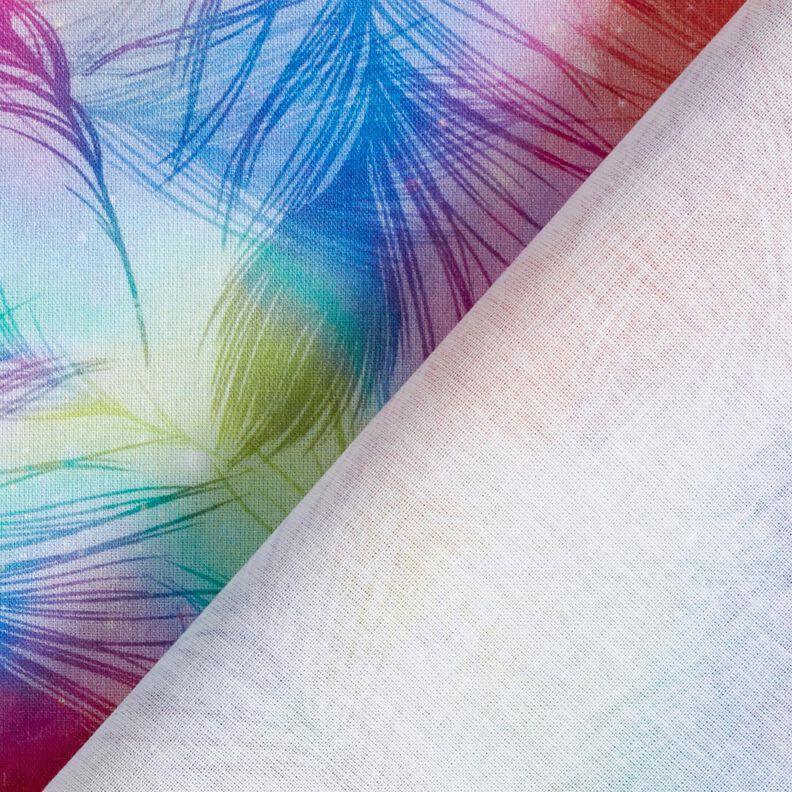 popeline di cotone Piume arcobaleno stampa digitale – blu reale/mix di colori, image number 4