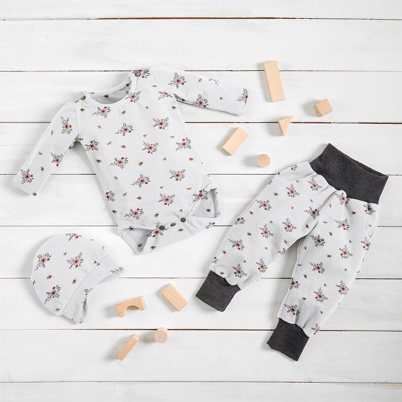 GOTS jersey di cotone Fiori sparsi | Poppy Fabrics – bianco,  image number 7