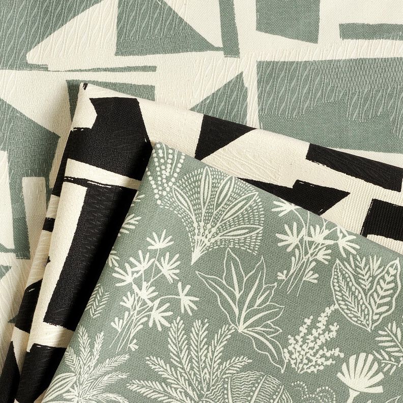 tessuto arredo Jacquard Struttura astratta – canna palustre/bianco lana,  image number 5