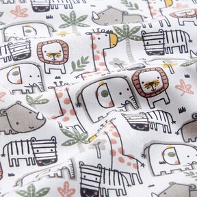 tessuto in cotone cretonne piccoli animali selvatici – grigio argento, 