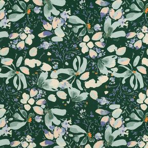 Tessuto di viscosa Fiori primaverili in stampa digitale – verde scuro/menta chiaro, 