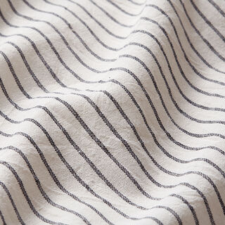tessuto per camicette Misto cotone righe ampie – bianco lana/nero, 