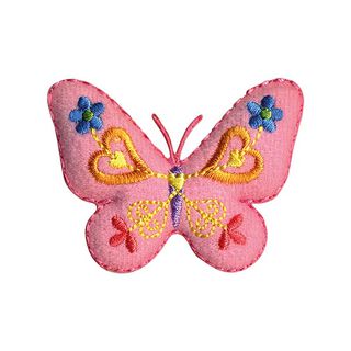 applicazione, farfalla [ 4,5 x 5,5 cm ] – rosa/giallo, 