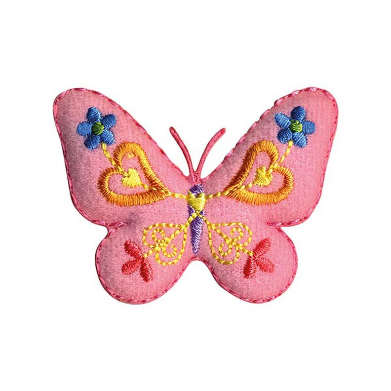 applicazione, farfalla [ 4,5 x 5,5 cm ] – rosa/giallo,  image number 1