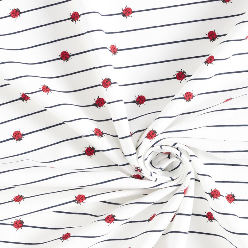 jersey di cotone Strisce e coccinelle – bianco lana,  image number 3