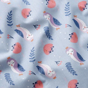 popeline di cotone Gufi reali – blu-argento, 