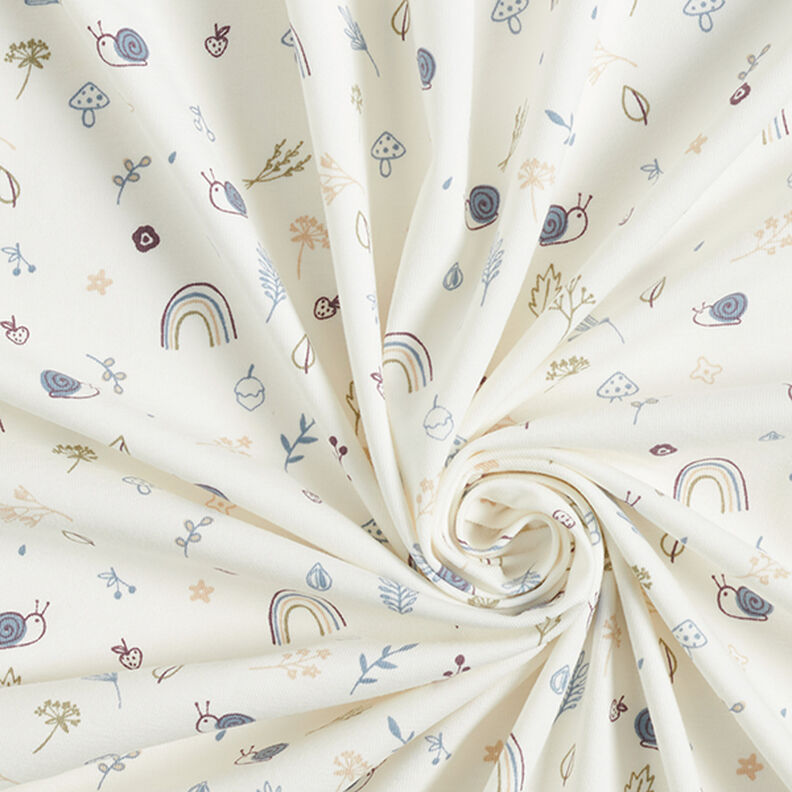 jersey di cotone Chiocciole, funghi e arcobaleni  – bianco lana,  image number 3