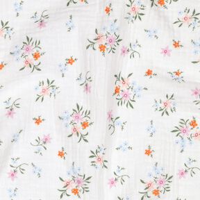 GOTS mussolina / tessuto doppio increspato Graziosi fiorellini  | Poppy Fabrics – avorio/arancione, 