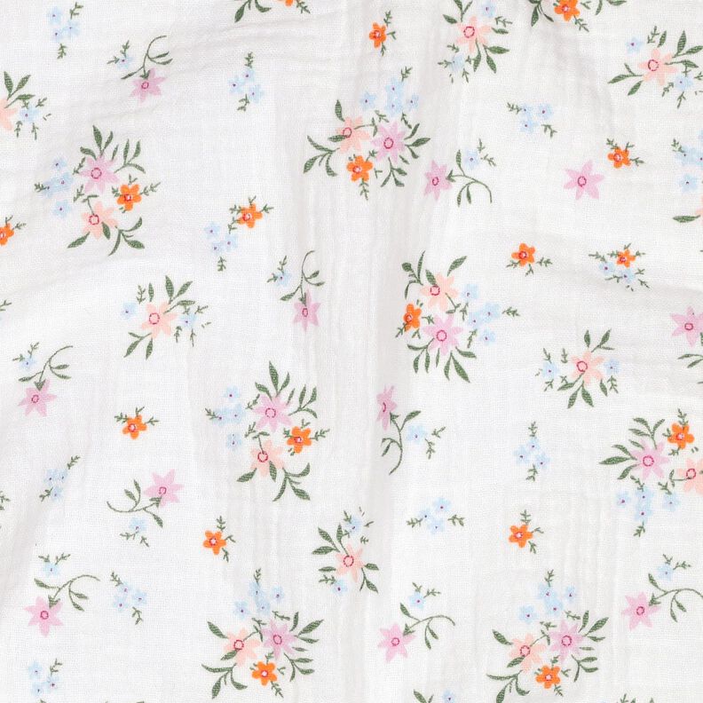 GOTS mussolina / tessuto doppio increspato Graziosi fiorellini | Poppy Fabrics – avorio/arancione, image number 2