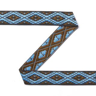 bordura jacquard Inca [15 mm] - blu/marrone, 