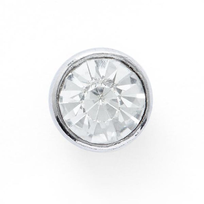 occhiello bottone in metallo con strass [  Ø10 mm ] – argent metallica,  image number 1