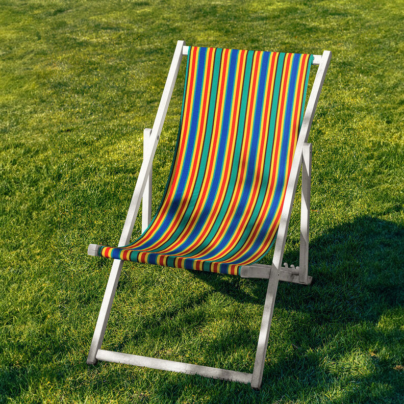 Outdoor Tessuto per sedia a sdraio Righe longitudinali 44 cm – verde ginepro/giallo sole,  image number 5