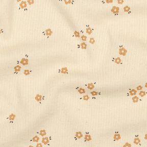 GOTS jersey a coste Fiorellini sparsi | Poppy Fabrics &ndash; crema/marrone capriolo, 