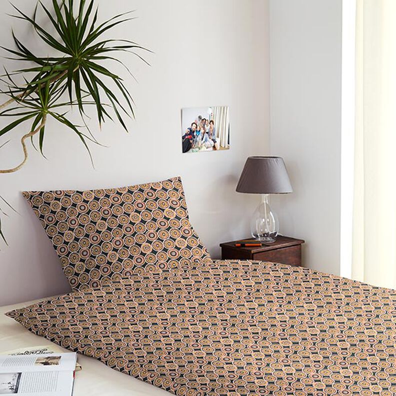 tessuto in cotone cretonne cerchi stile etnico – antracite,  image number 6