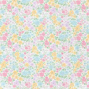 jersey di cotone prato di fiori delicati – avorio/lillà pastello, 