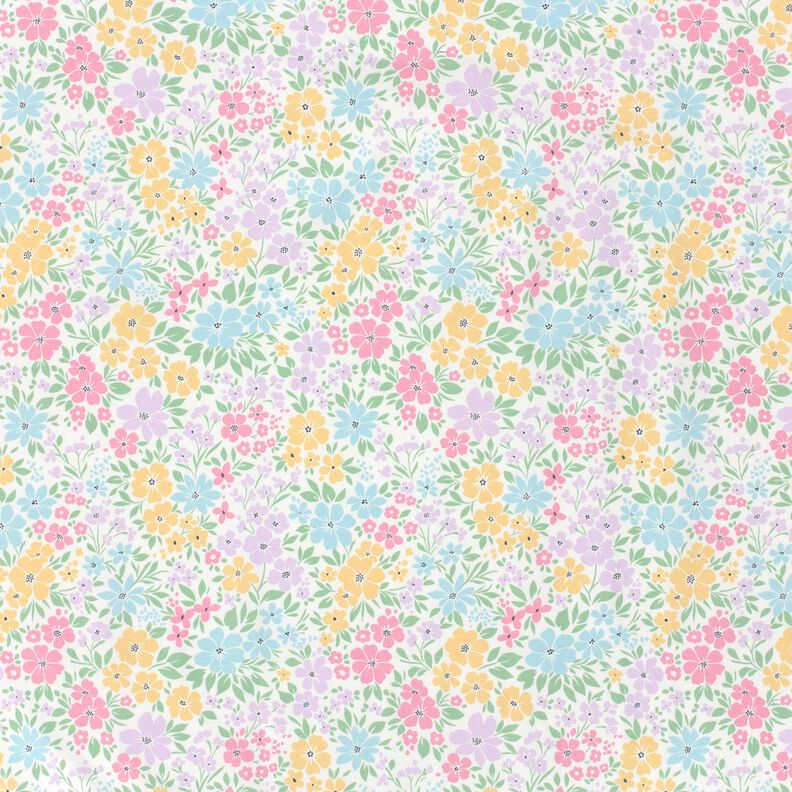 jersey di cotone prato di fiori delicati – avorio/lillà pastello,  image number 1
