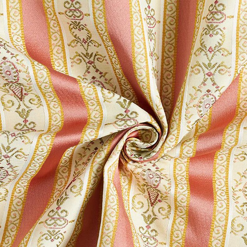 tessuto per arredi, jacquard, righe in stile Biedermeier – crema/rosa anticato,  image number 4