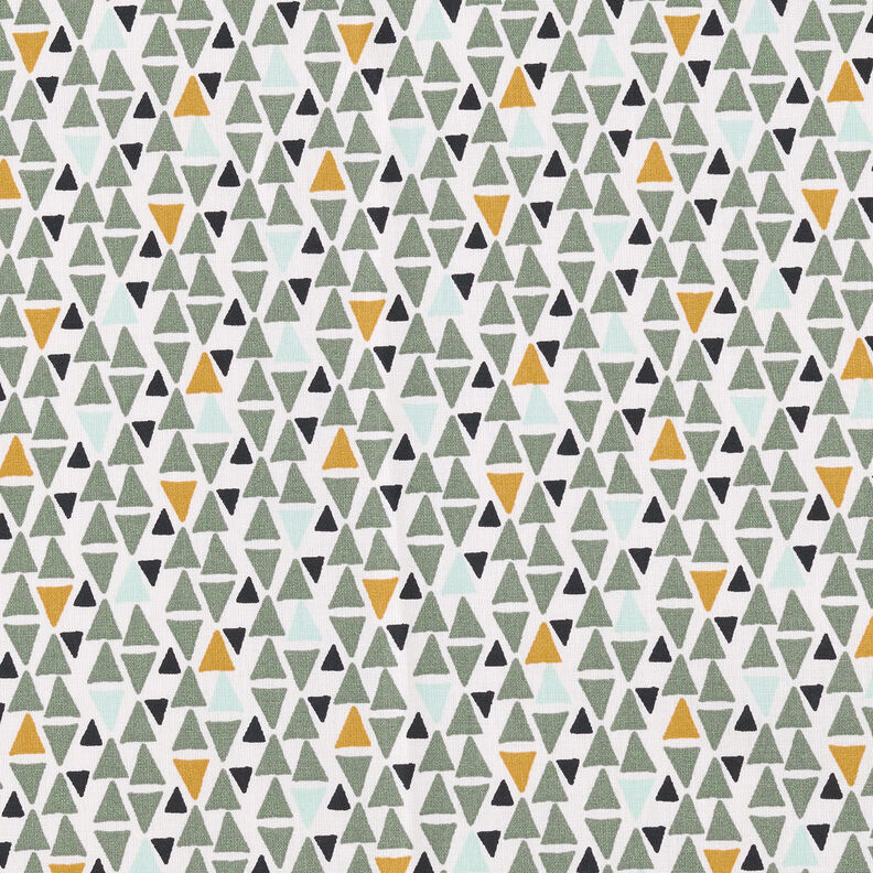 tessuto in cotone cretonne mini triangoli – canna palustre/bianco,  image number 1