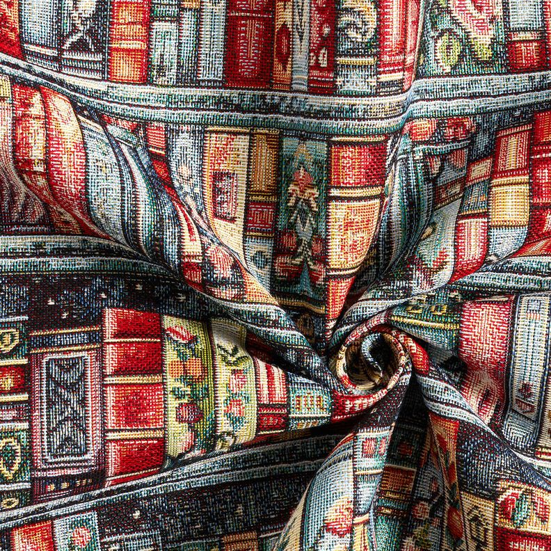 tessuto arredo gobelin Libreria colorata &ndash; abete blu/rosso carminio,  image number 3