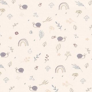 jersey di cotone Chiocciole, funghi e arcobaleni  – bianco lana, 
