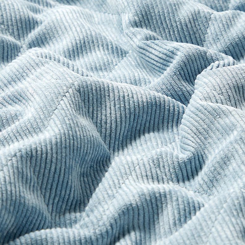 tessuto trapuntato Velluto a coste con rombi sul retro in pelliccia – azzurro,  image number 3