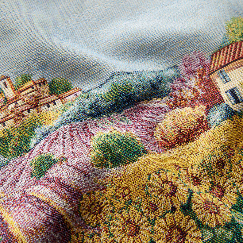 taglio di tessuto arredo gobelin Paesaggio fiorente – rosso carminio/beige chiaro,  image number 2