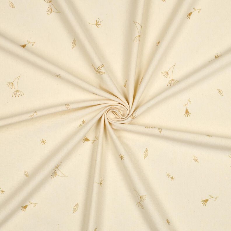 GOTS jersey di cotone Rami e piante | Poppy Fabrics – crema/marrone capriolo,  image number 3
