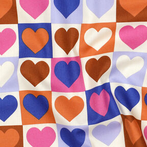 popeline di cotone Cuori di diamante | Poppy Fabrics – avorio/blu reale, 