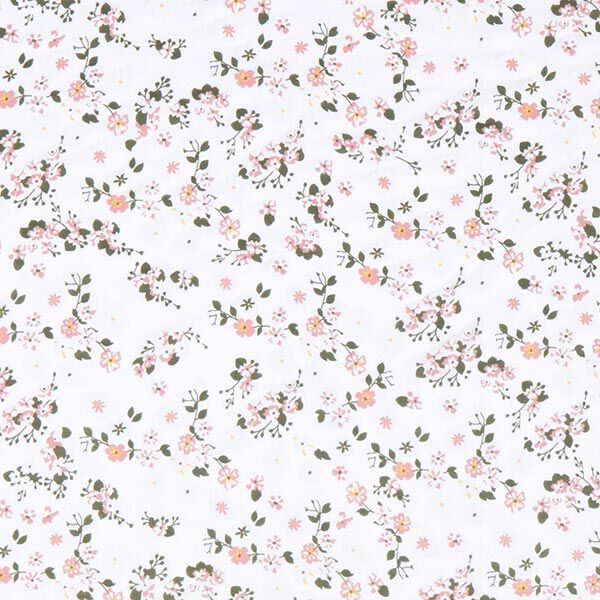 satin di seta-viscosa, fiori sparsi – bianco,  image number 1