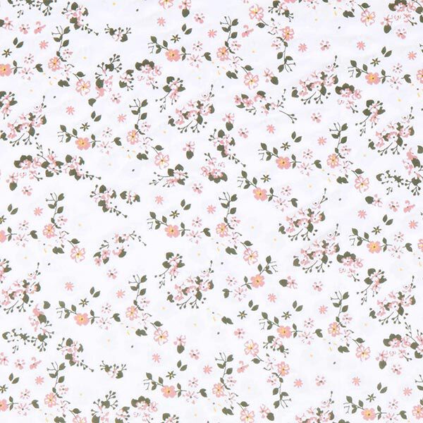 satin di seta-viscosa, fiori sparsi – bianco, image number 1