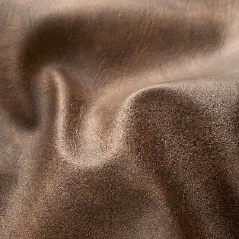 Finta pelle dall'aspetto vintage in tinta unita – marrone medio,  image number 3