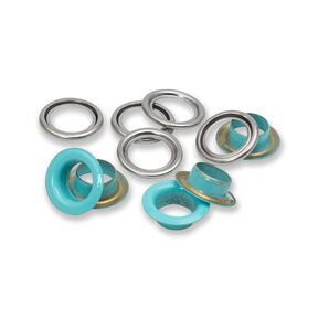Occhielli con rondelle [20 pezzi | Ø 11 mm] | Prym – menta/argento effetto metallizzato, 