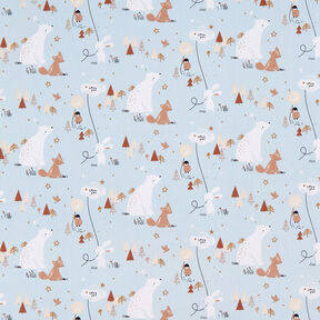 popeline di cotone Animali nella foresta – azzurro baby, 