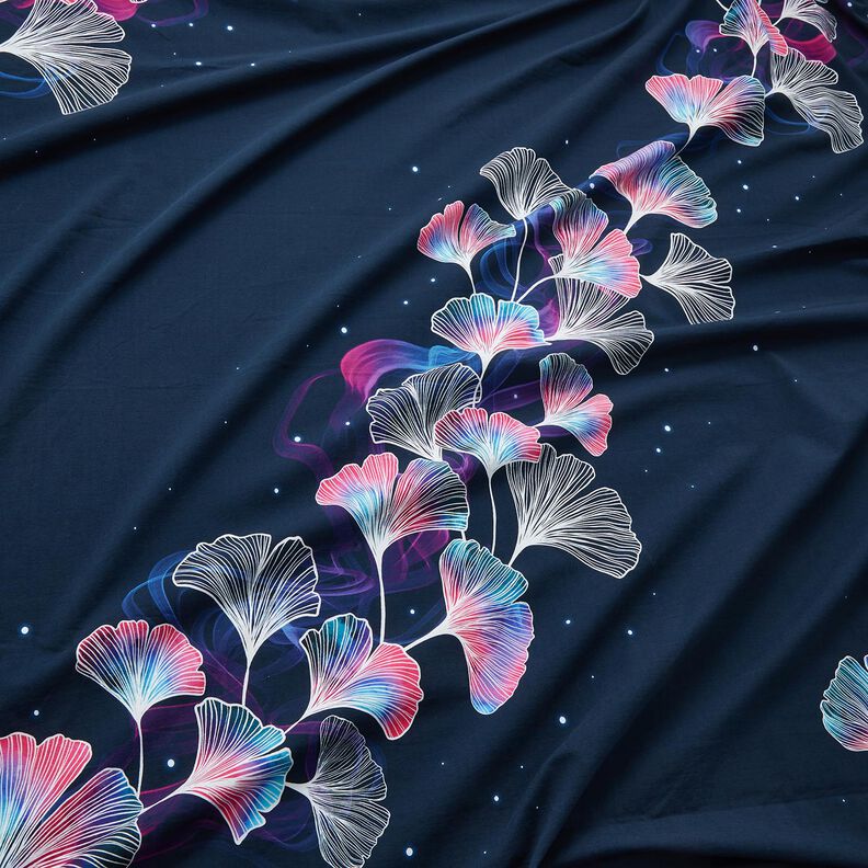 jersey di cotone Ginkgo biloba | Glitzerpüppi – blu notte/porpora,  image number 2