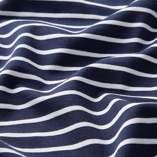 GOTS jersey di cotone striscia | Albstoffe – blu marino/bianco, 