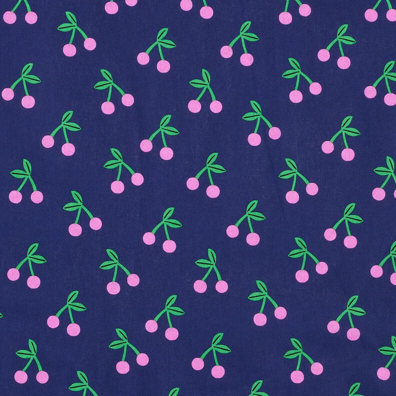 cotone rivestito Ciliegie carine – blu marino, image number 1