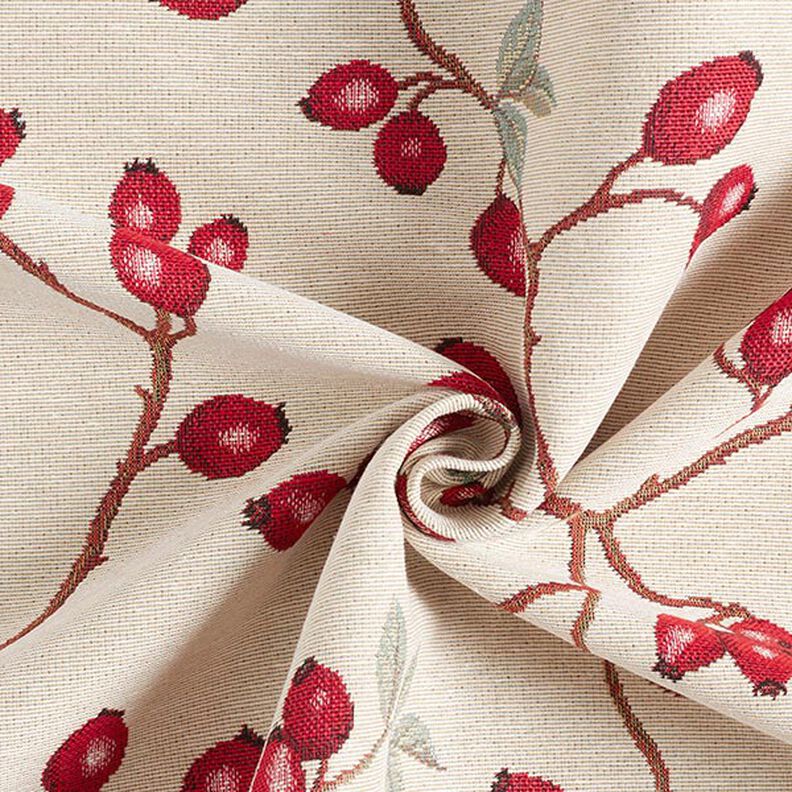 tessuto arredo gobelin rosa canina – beige chiaro/rosso,  image number 4