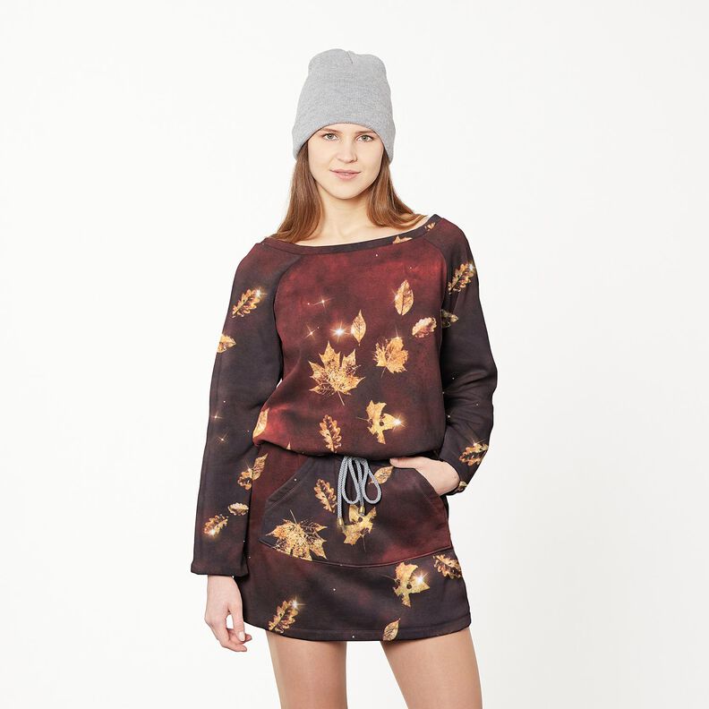 French terry Autunno dorato | Glitzerpüppi – rosso borgogna/oro,  image number 6