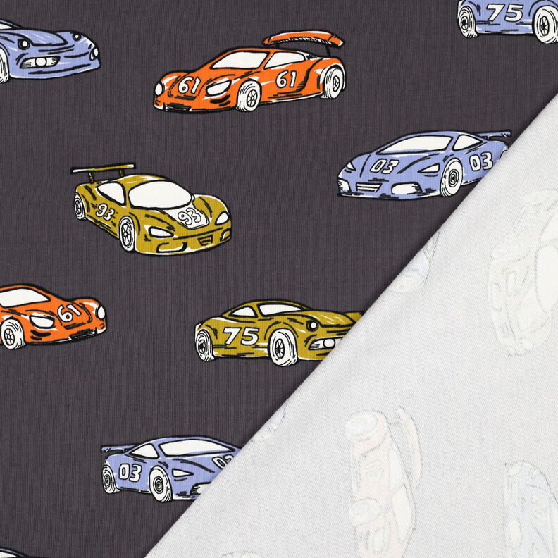 French terry, felpa estiva Automobili da corsa | Poppy Fabrics – grigio, image number 4