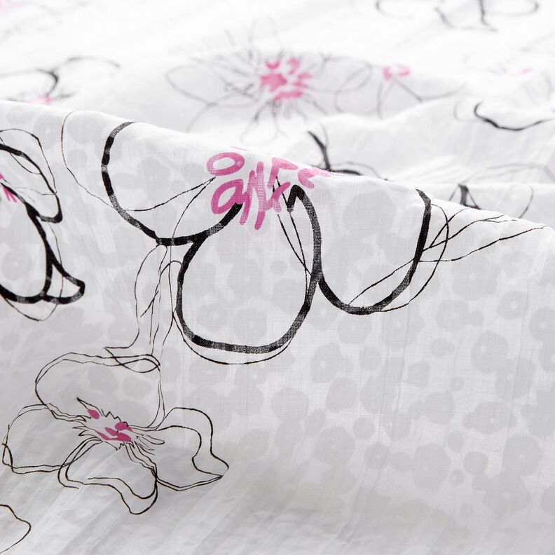 Fiori in voile stropicciato e motivo leopardato – bianco/nero, image number 5