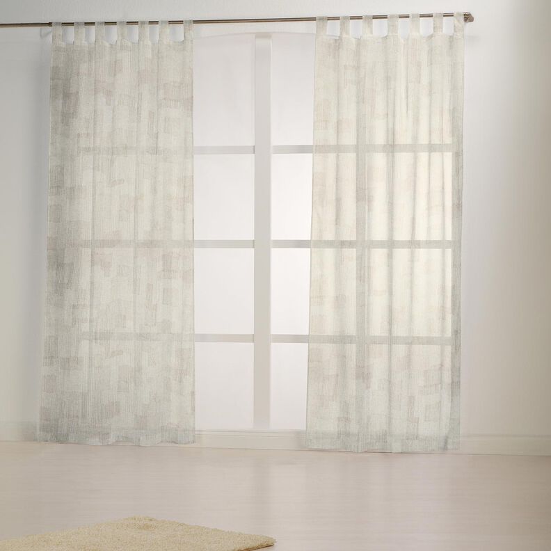 tessuto per tende a vetro misto lino Righe irregolari – beige scuro/naturale, image number 6