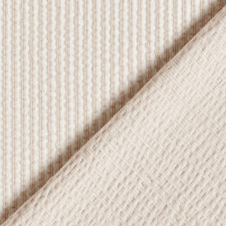 jersey di cotone seersucker Righe sottili – mandorla/bianco,  image number 4