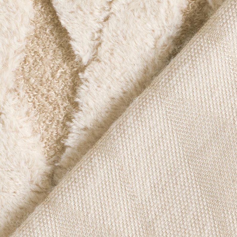 ecopelliccia tessuto bouclé losanghe – sabbia/naturale, image number 4