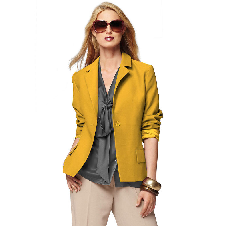 tessuto spinato in cotone stretch – giallo curry, image number 5