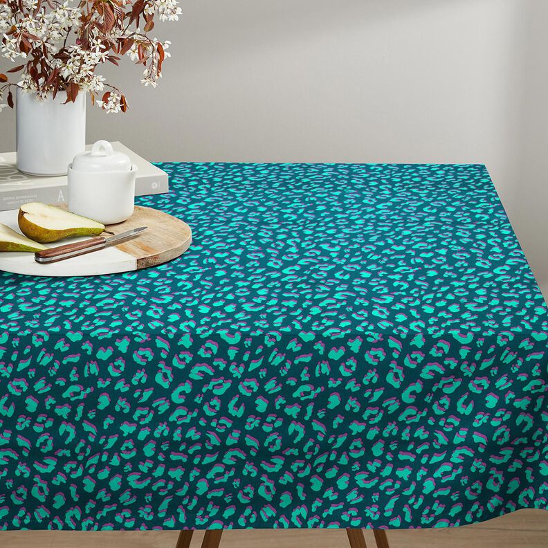 cotone rivestito Leopardo astratto | Poppy Fabrics – petrolio/lillà, image number 6