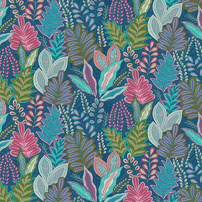 tessuto arredo mezzo panama, Botanic – blu marino,  image number 1